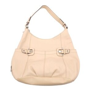Tignanello Pebbled Leather Shoulder Bag Cream Buckle Accent Hobo Purse Bag